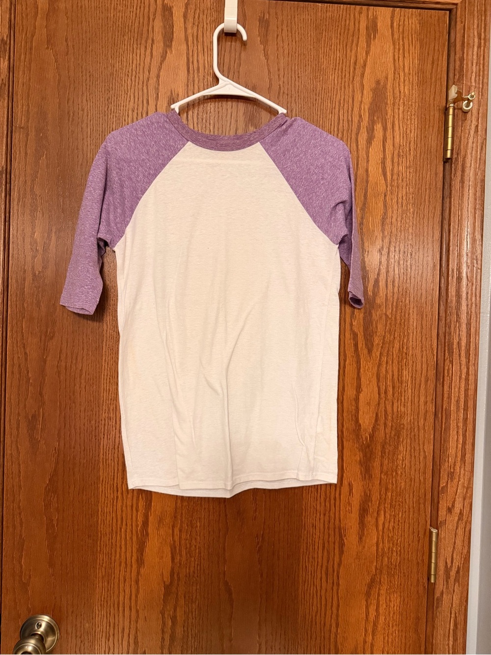 LuLaRoe Kids Raglan Tee in Cream and Purple